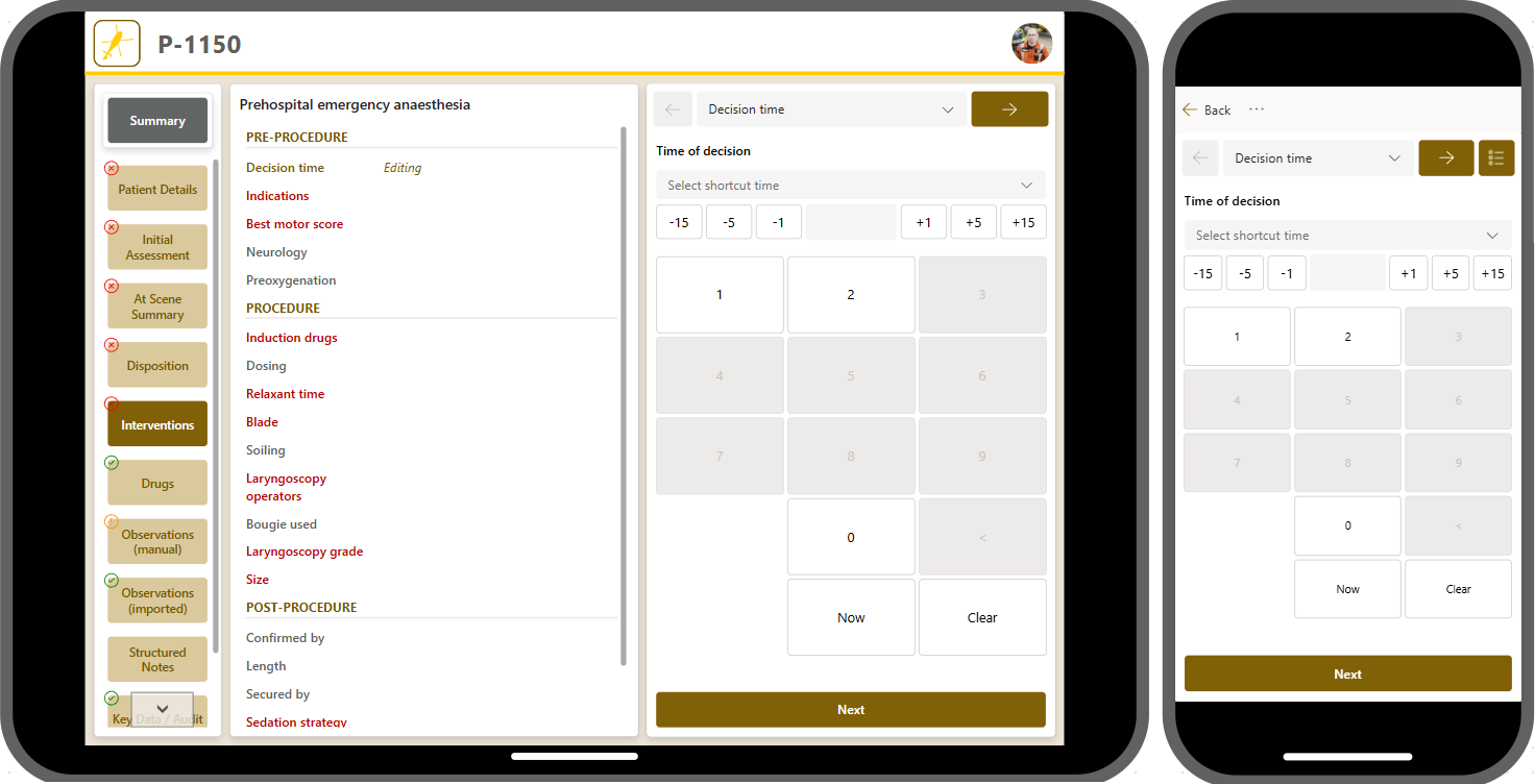 TAASPortal patient record shown on a tablet and a phone
